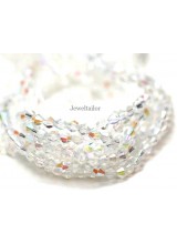 1 Strand ( 76 Beads) Clear Crystal AB Faceted Bicone Glass Beads 4mm  ~ Jewellery Making Essentials